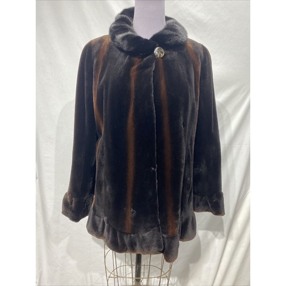 sheared mink jacket scallope hem design (62167)